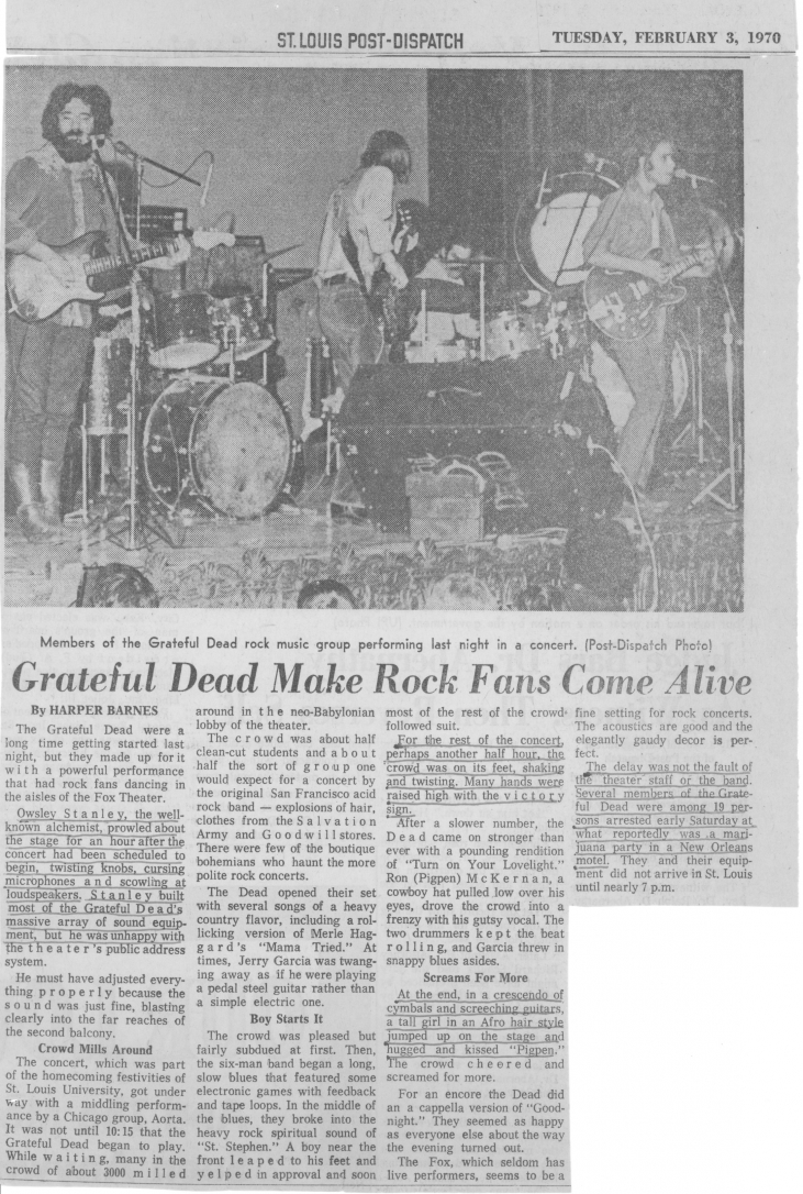 Article from &#39;St. Louis Post-Dispatch&#39; | Grateful Dead