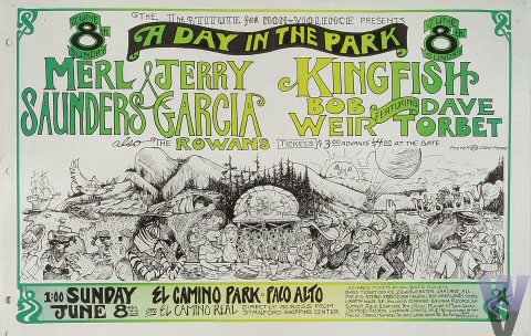 Jerry Garcia and Friends Bob Fried Memorial Boogie ORIGINAL HANDBILL 1975 Jun 17
